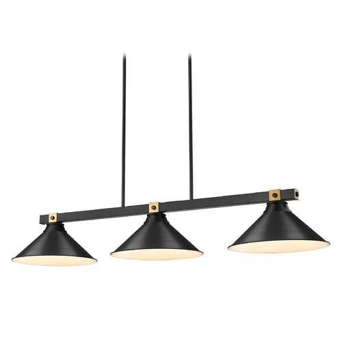 Z-Lite Z-Lite Bronte Matte Black & Rubbed Brass Billiard Light with Coolie Shade 1955-3MB-RB-MB15