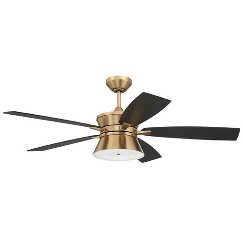 Craftmade Lighting Craftmade Lighting Dominick Satin Brass LED Ceiling Fan with Light DMK52SB5-NWF