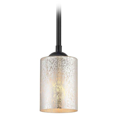 Design Classics Lighting Black Mini-Pendant Light Mercury Cylindrical Glass 581-07 GL1039C