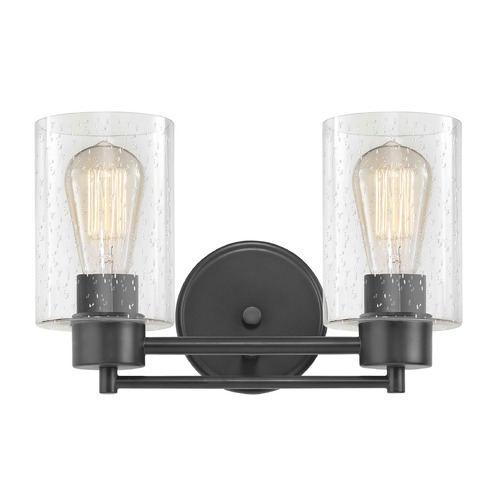 Design Classics Lighting Industrial Seeded Glass Bathroom Light Black 2 Lt 702-07 GL1041C