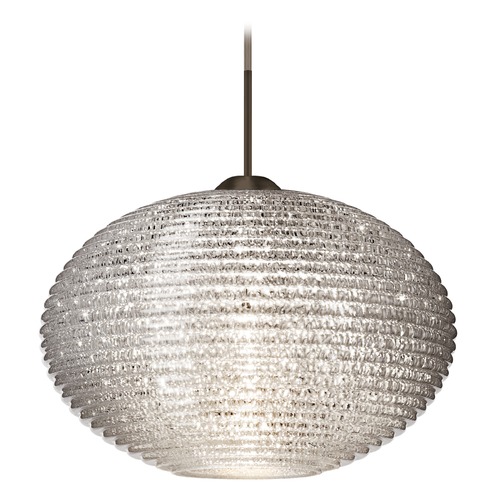 Besa Lighting Pape Ribbed Glass Bronze Pendant Light