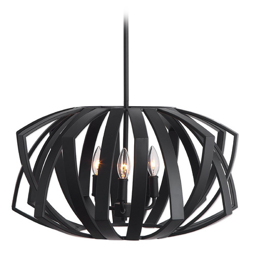 Uttermost Lighting The Uttermost Company Thales Matte Black Pendant Light with Oval Shade 22137
