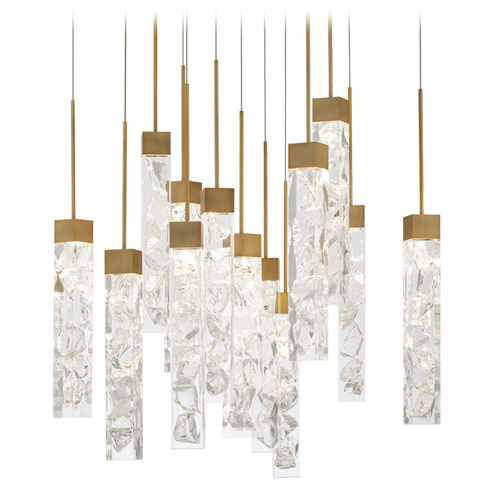 Modern Forms by WAC Lighting Modern Forms Minx Aged Brass LED Multi-Light Pendant with Rectangle Shade PD-78013S-AB