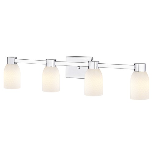 Design Classics Lighting 4-Light White Art Glass Vanity Light Chrome 2104-26 GL1020D