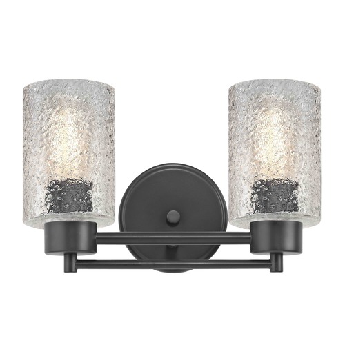 Design Classics Lighting Industrial Ice Glass Bathroom Light Black 2 Lt 702-07 GL1060C