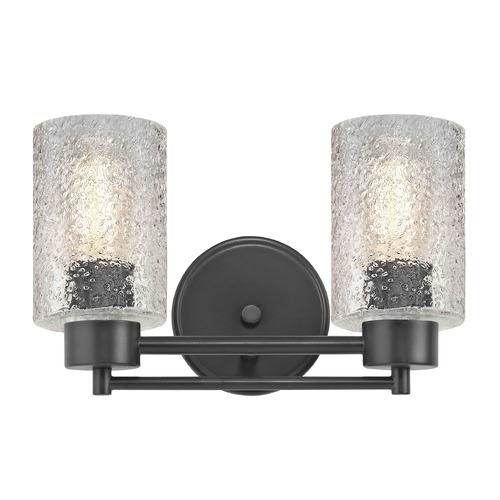 Industrial Ice Glass Bathroom Light Black 2 Lt