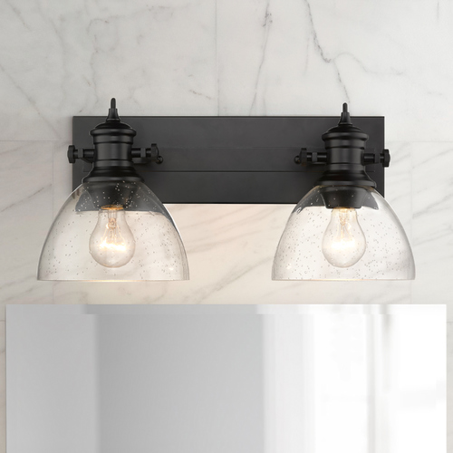 Hines 2-Light Bath Light in Black by Golden Lighting