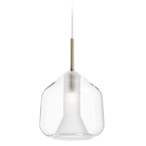 ET2 Lighting Deuce LED Mini Pendant in Satin Brass by ET2 Lighting E10044-18SBR