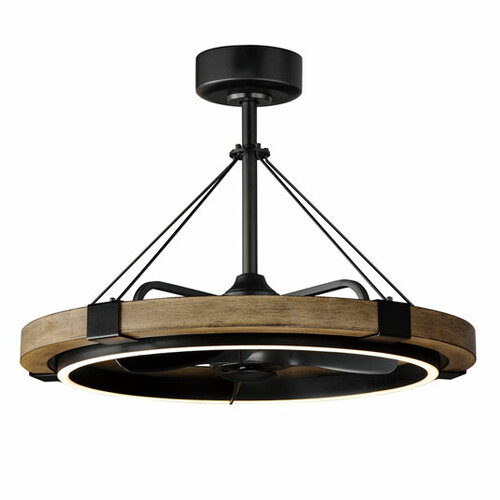 Maxim Lighting Timber 31-Inch LED Chandelier Smart Fan in Driftwood & Black by Maxim Lighting 61011DWBK