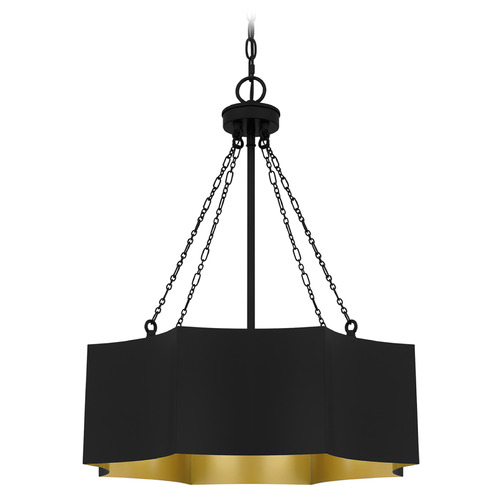 Quoizel Lighting Zyler Matte Black & Gold Pendant Light with Octagon Shade