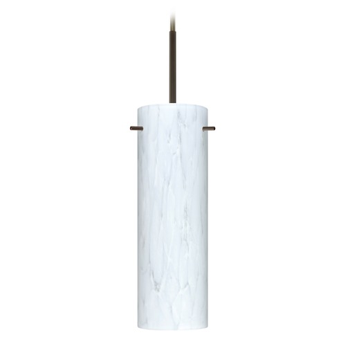 Besa Lighting Besa Lighting Copa Bronze Mini-Pendant Light with Cylindrical Shade 1BT-493019-BR