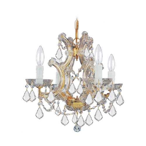 Crystorama Lighting Maria Theresa Crystal Mini-Chandelier in Gold by Crystorama Lighting 4474-GD-CL-SAQ