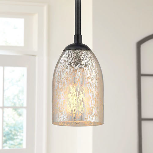 Design Classics Lighting Black Mini-Pendant Light Mercury Glass Craftmade Lighting 581-07 GL1039D