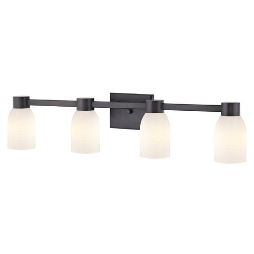 4-Light White Art Glass Vanity Light Bronze