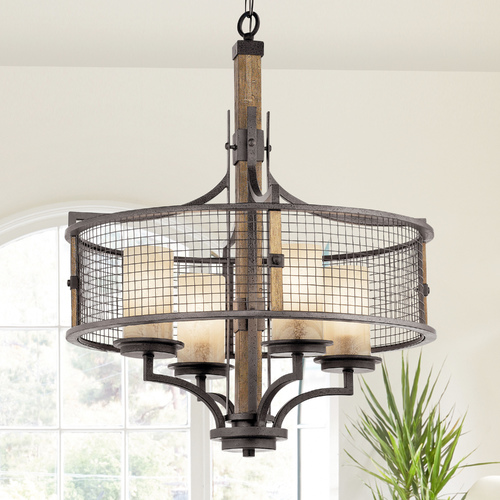 Kichler Lighting Ahrendale 4-Light Chandelier in Anvil Iron with Mica Shades by Kichler Lighting 43582AVI
