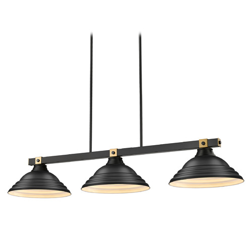 Z-Lite Z-Lite Bronte Matte Black & Rubbed Brass Billiard Light with Bowl / Dome Shade 1955-3MB-RB-SMB