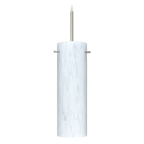 Besa Lighting Copa Satin Nickel Mini-Pendant Light with Cylindrical Shade