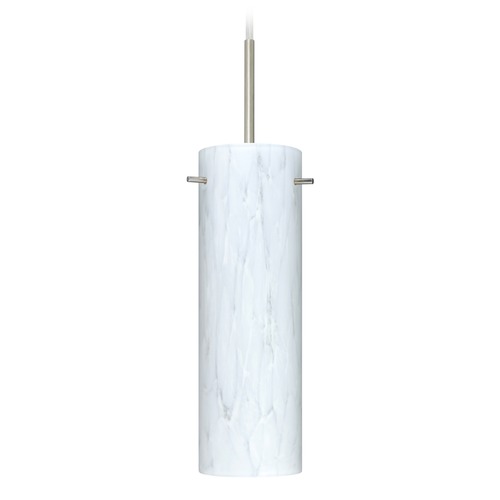 Besa Lighting Besa Lighting Copa Satin Nickel Mini-Pendant Light with Cylindrical Shade 1BT-493019-SN