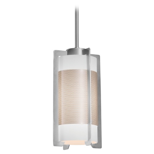 Access Lighting Modern Mini Pendant with White Glass by Access Lighting 20738-BS/OPL