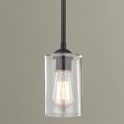Fuse Gala Mini Pendant in Black with Seeded Glass by Design Classics