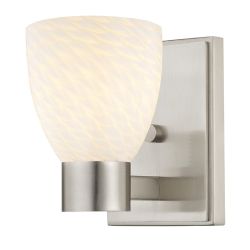 White Art Glass Sconce Satin Nickel