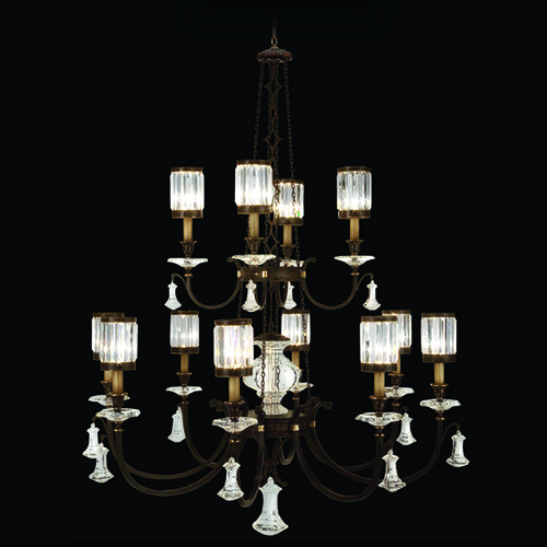 Fine Art Lamps Eaton Place Rustic Iron Crystal Chandelier