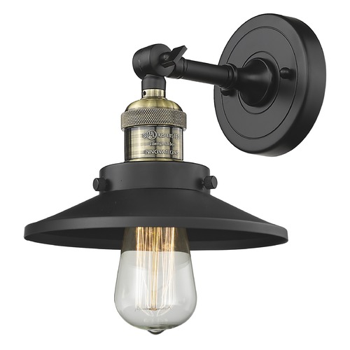 Railroad Black Antique Brass Sconce by Innovations Lighting