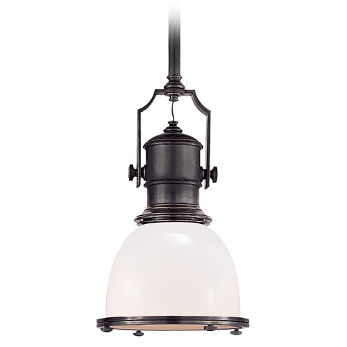 Visual Comfort Signature Collection E.F. Chapman Country Industrial Pendant in Bronze by Visual Comfort Signature CHC5133BZWG