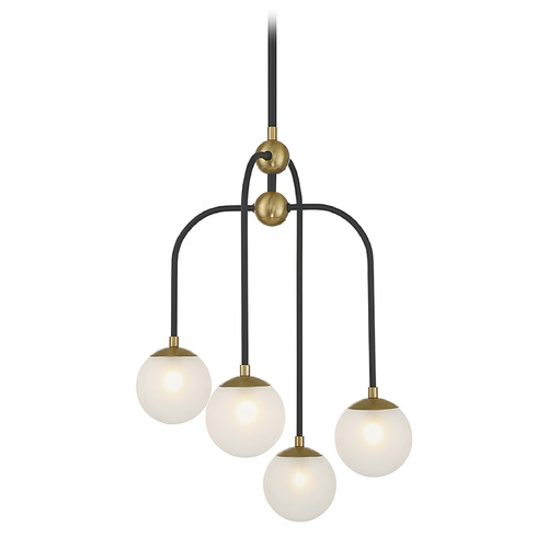 Couplet 4-Light Chandelier in Black & Warm Brass by Savoy House