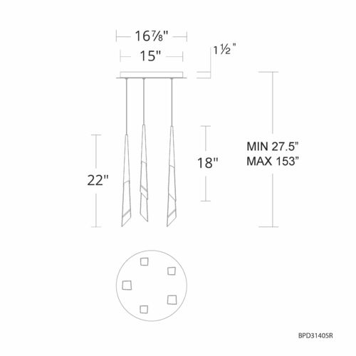 Schonbek Beyond Solitude Antique Nickel LED Multi-Light Pendant