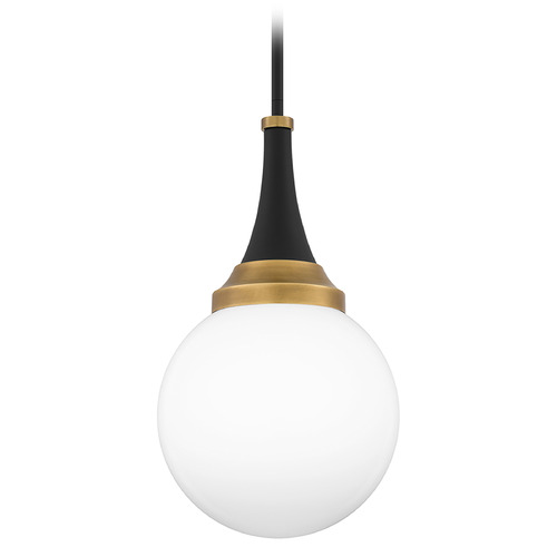 Quoizel Lighting Arlo Matte Black & Lustrous Brass Mini-Pendant Light with Globe Shade