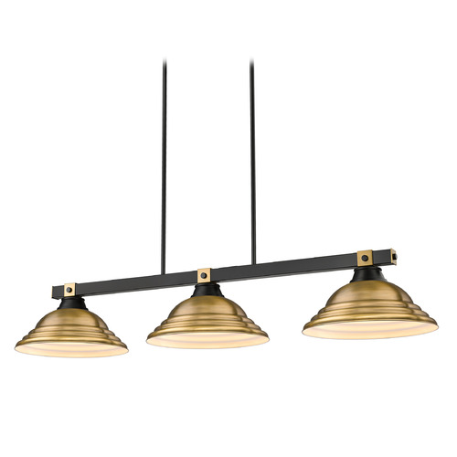 Z-Lite Z-Lite Bronte Matte Black & Rubbed Brass Billiard Light with Bowl / Dome Shade 1955-3MB-RB-SRB