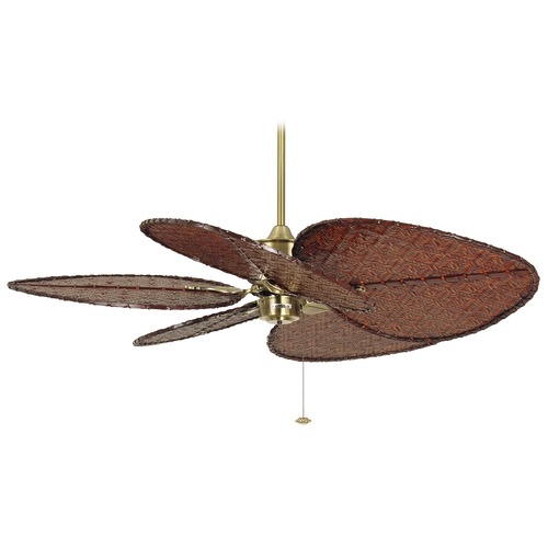 Islander Fan in Antique Brass with 22-Inch Wide Oval Bamboo Blades by Fanimation Fans