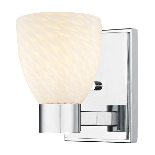 White Art Glass Sconce Chrome