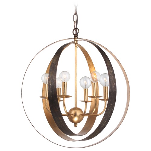 Mid-Century Modern Pendant Light Bronze / Gold Luna by Crystorama Lighting