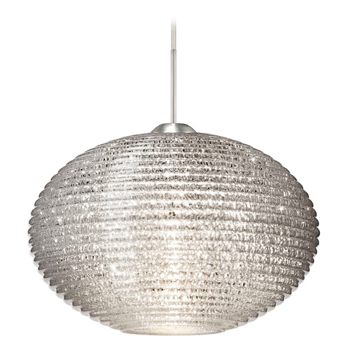 Besa Lighting Pape Ribbed Glass Satin Nickel LED Pendant Light