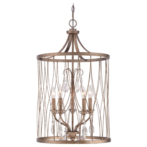 Minka West Liberty Olympus Gold Pendant Light with Cylindrical Shade