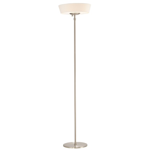 Adesso Home Harper Brushed Steel Torchiere Lamp with Drum Shade