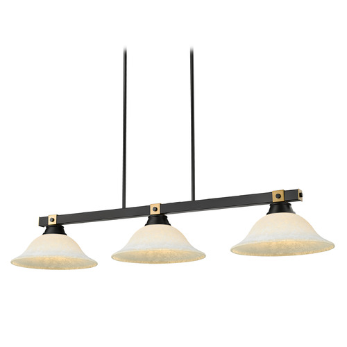 Z-Lite Z-Lite Bronte Matte Black & Rubbed Brass Billiard Light with Bell Shade 1955-3MB-RB-WM16