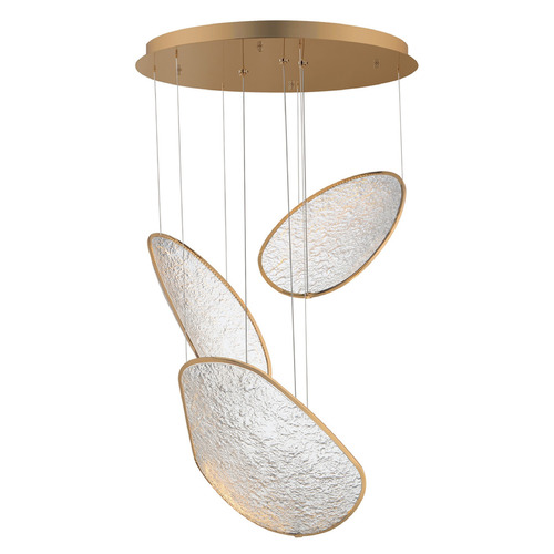 ET2 Lighting ET2 Moonscapes Brushed Champagne LED Multi-Light Pendant with Curved Panel Shade E24974-BCN