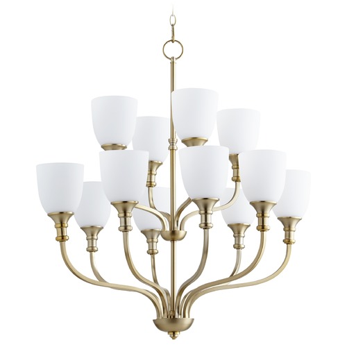 Quorum Lighting Richmond Aged Brass Chandelier by Quorum Lighting 6811-12-80