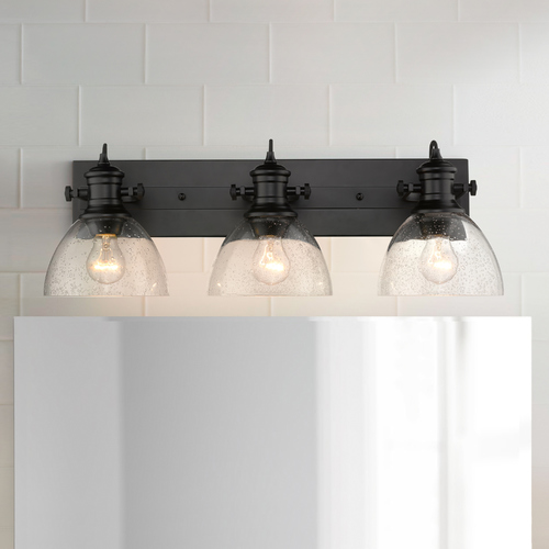 Hines 3-Light Bath Light in Black by Golden Lighting