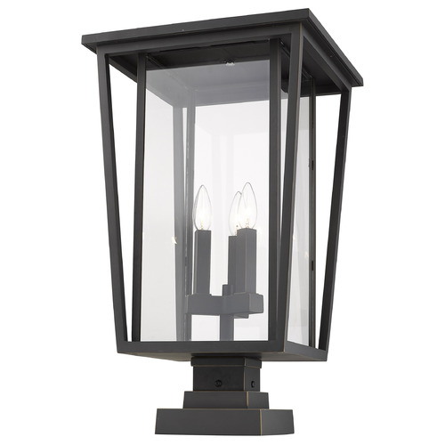 Z-Lite Seoul Oil Rubbed Bronze Post Light by Z-Lite 571PHXLS-SQPM-ORB