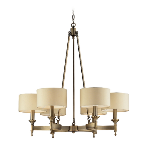 Elk Lighting Chandelier with Beige / Cream Shades in Antique Brass Finish 10263/6