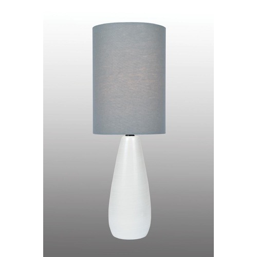 Lite Source Lighting Lite Source Quatro Brushed White Table Lamp with Cylindrical Shade LS-23998WHT/GRY