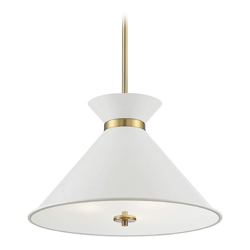 Savoy House Lamar White & Warm Brass Pendant by Savoy House 7-2416-3-160