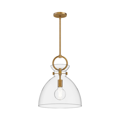 Alora Lighting Alora Lighting Waldo Aged Gold Pendant Light with Bowl / Dome Shade PD411814AGCL