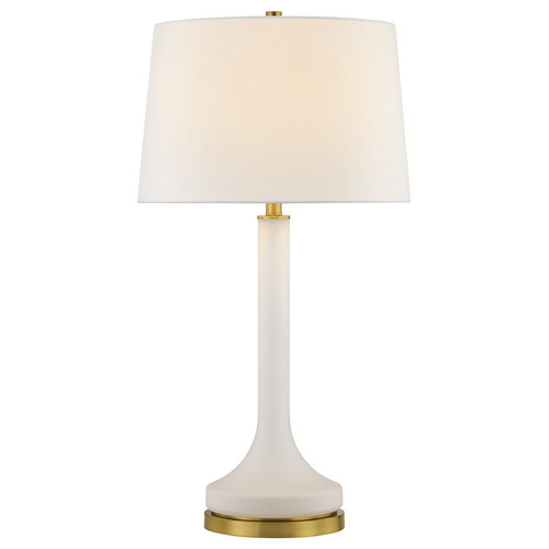 Savoy House Lighting Frosted Glass & Warm Brass Table Lamp with Drum Shade