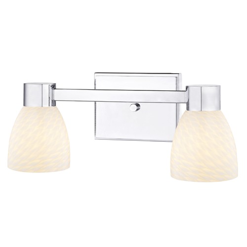 Design Classics Lighting 2-Light White Art Glass Vanity Light Chrome 2102-26 GL1020MB