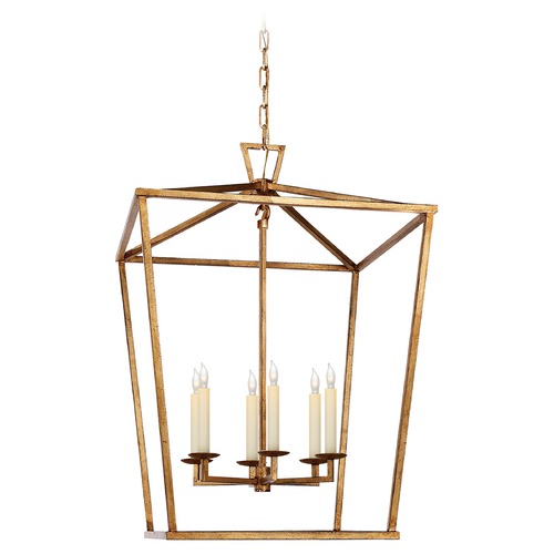 Visual Comfort Signature Collection E.F. Chapman Darlana Large Lantern in Gilded Iron by Visual Comfort Signature CHC2176GI